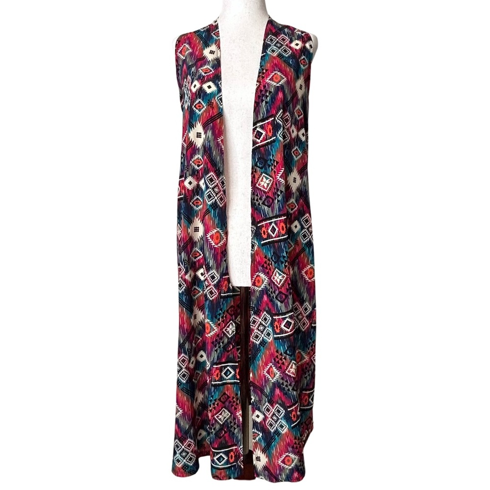 NWT LuLaRoe Joy Flowy Aztec Geometric Sleeveless Duster Vest - XS - Multi-Color